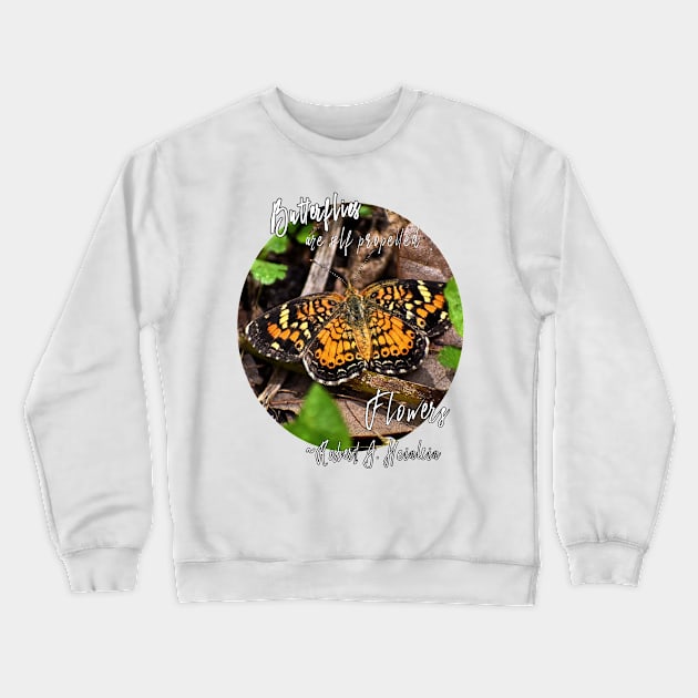 Pearl Crescent Butterfly Crewneck Sweatshirt by RoxanneG